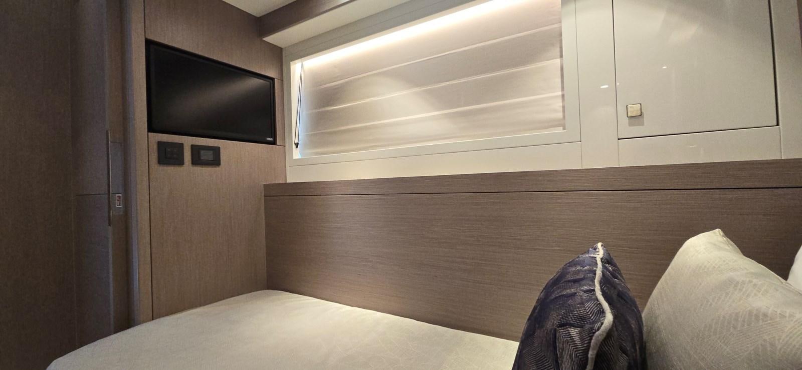 a bed in a room aboard GABY Yacht for Sale