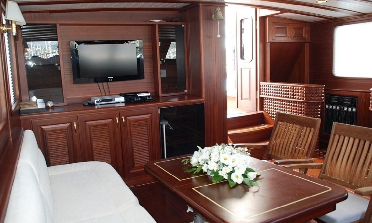 a room with a table and chairs aboard ATALANTE Yacht for Sale