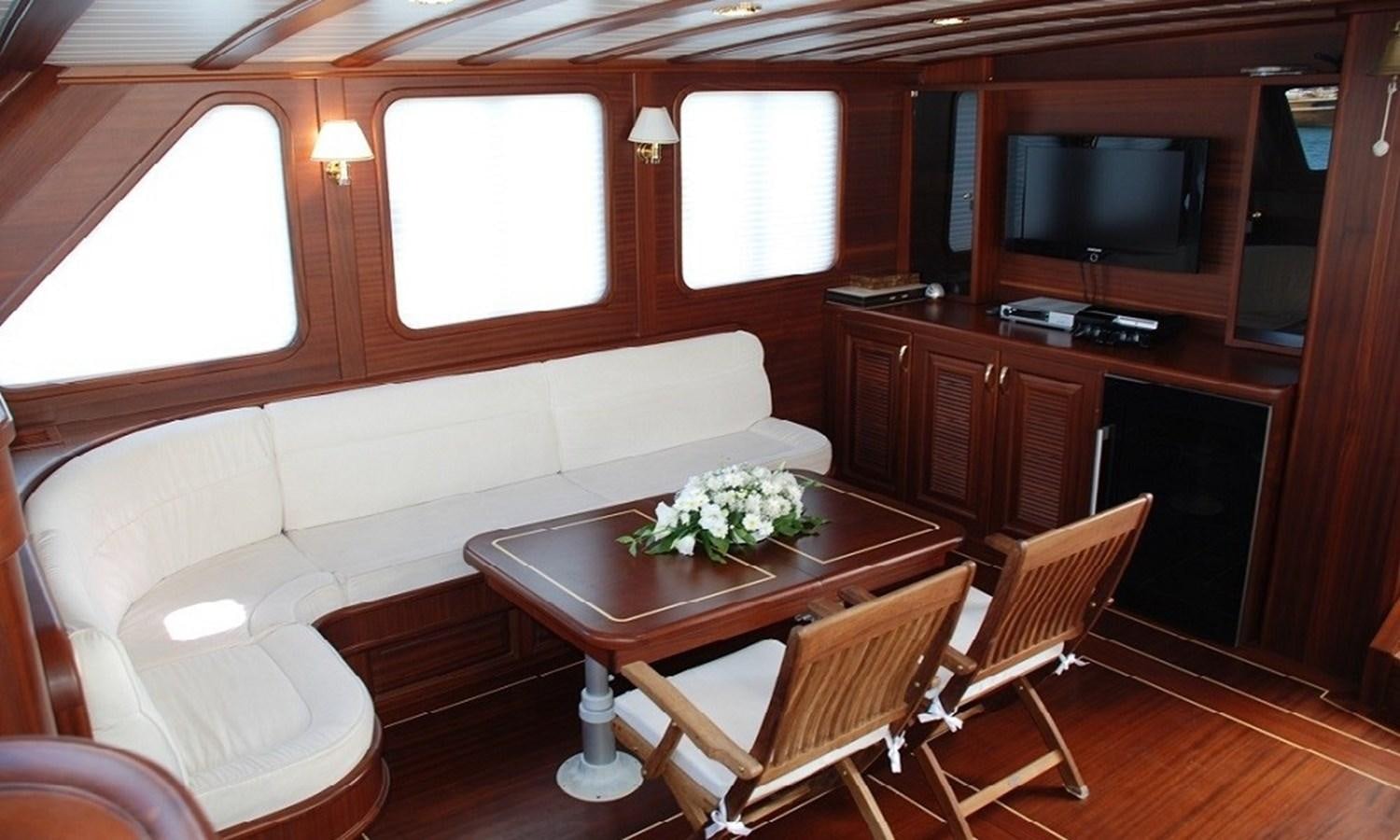 a room with a table and chairs aboard ATALANTE Yacht for Sale