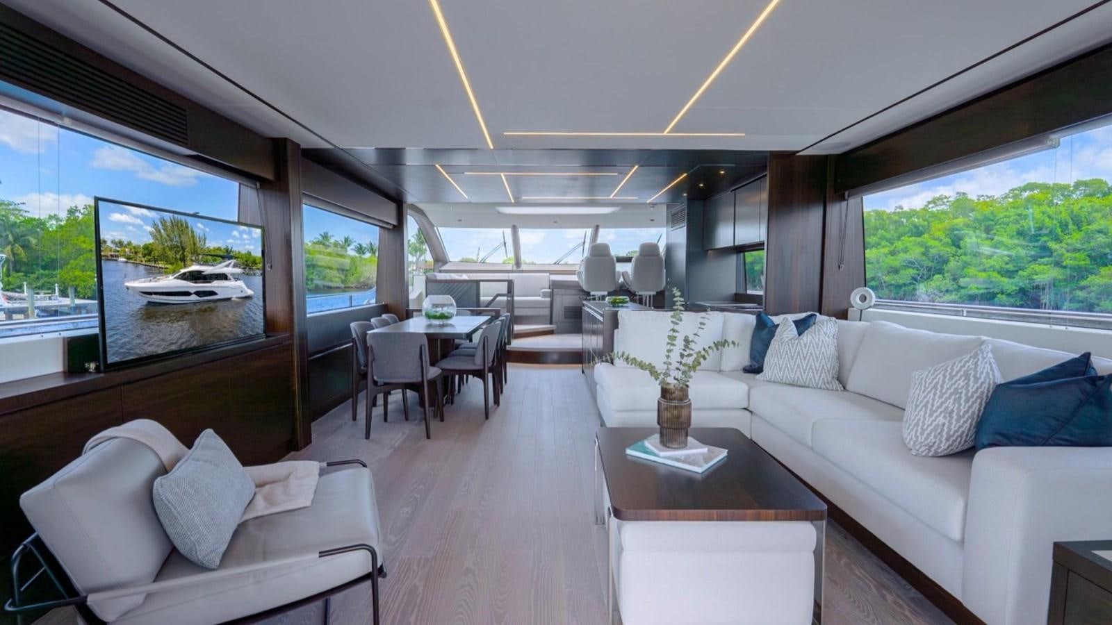 a living room with a large window aboard 76 YACHT Yacht for Sale