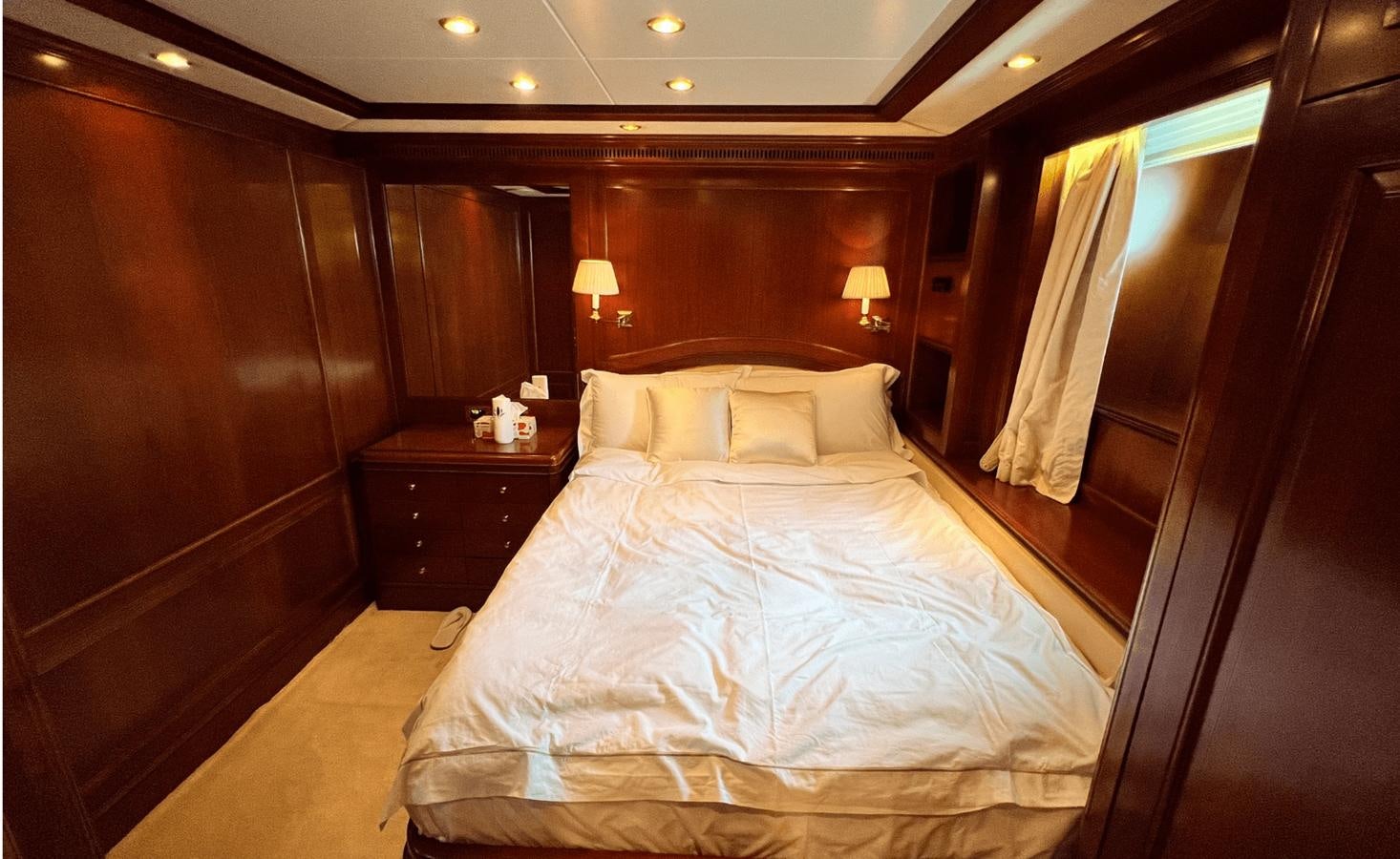 a bed in a hotel room aboard 2008 BENETTI 100 Yacht for Sale