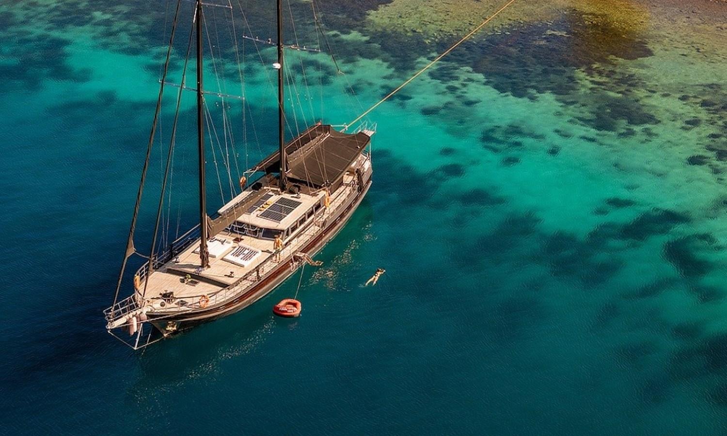 a boat on the water aboard CUSTOM MADE MOTORSAILOR Yacht for Sale