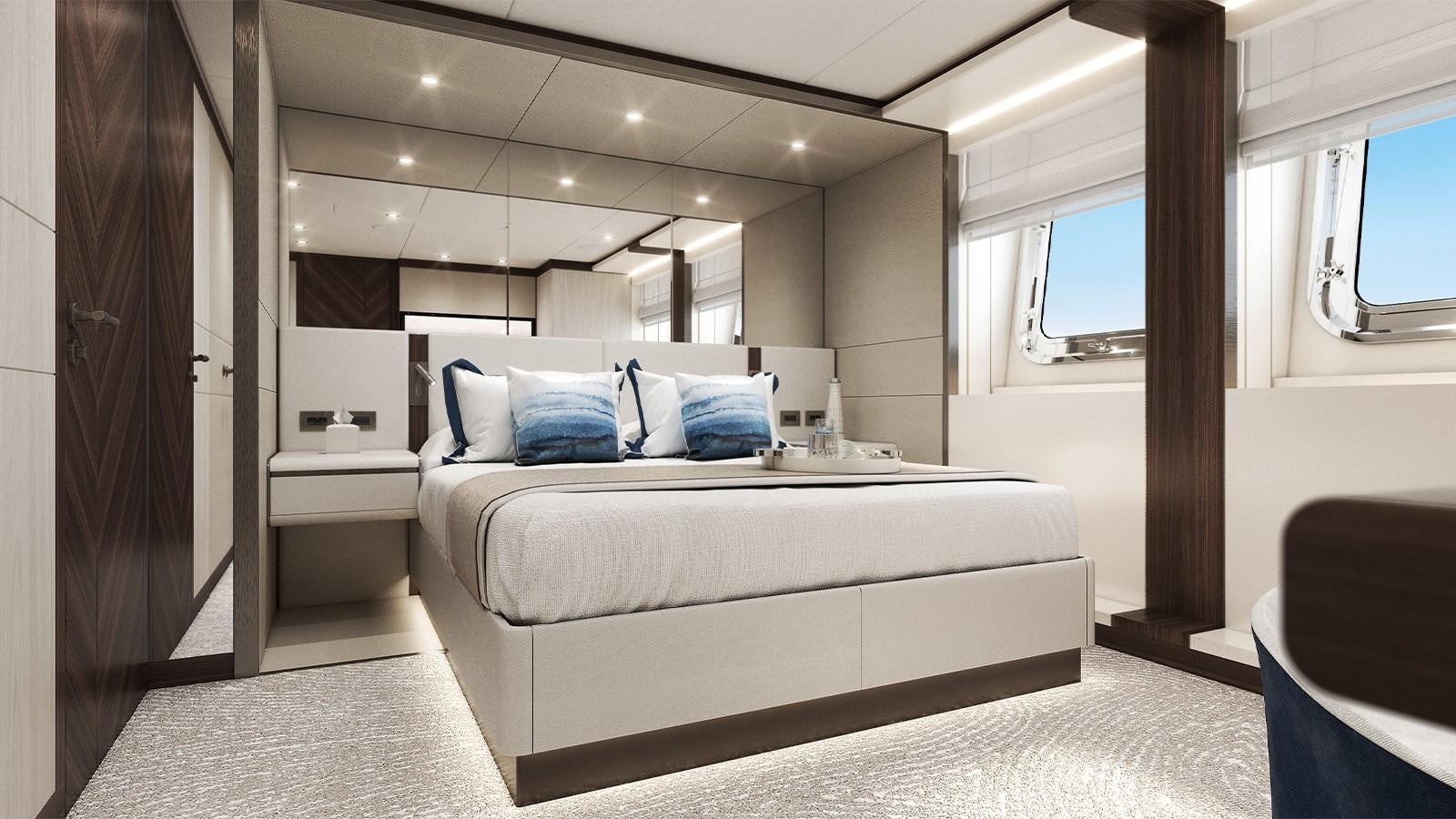 a bed in a room aboard HEESEN 50M ALUMINIUM YN 21150  SOPHIA Yacht for Sale
