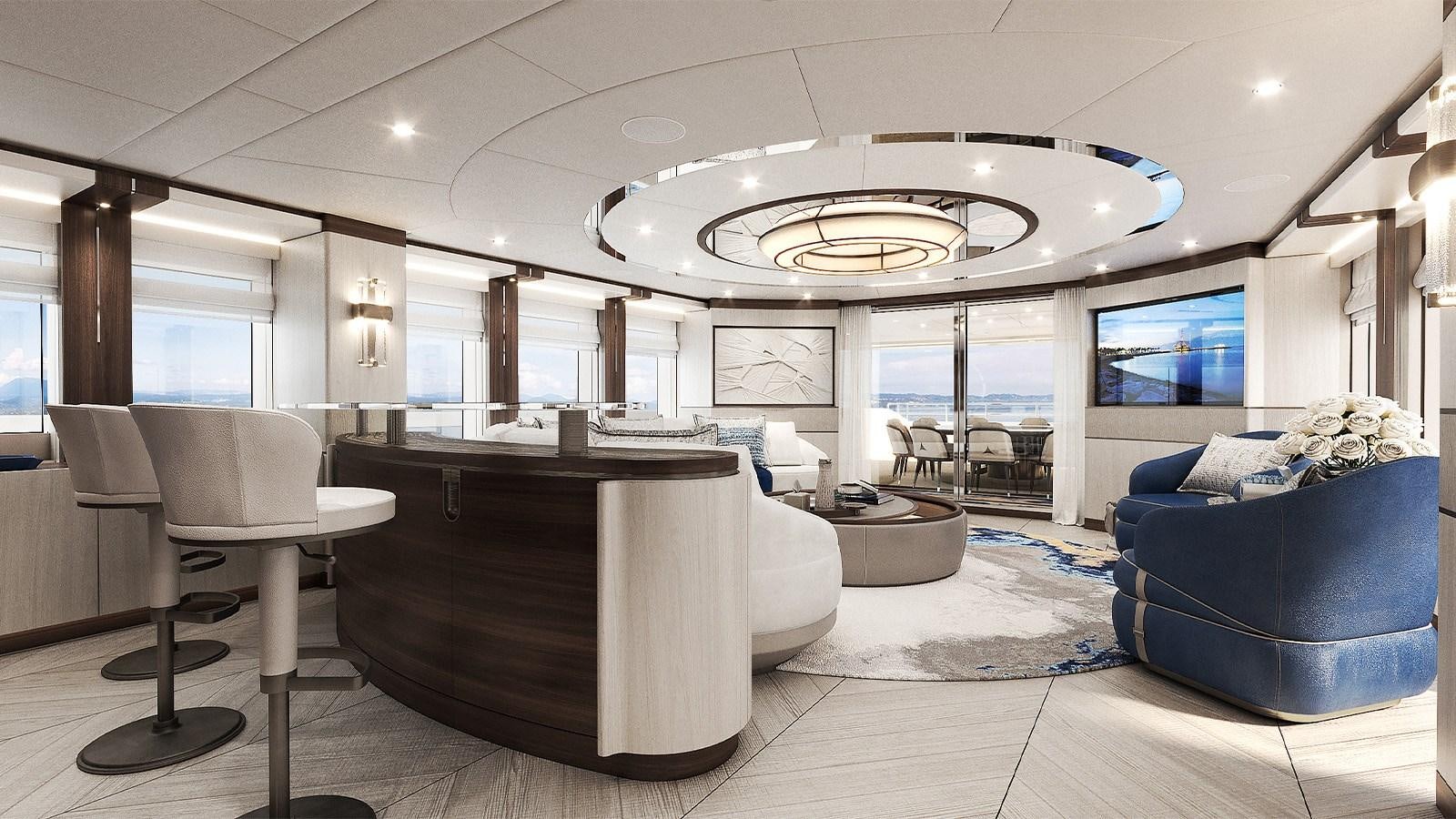 a large living room with a large open floor plan aboard HEESEN 50M ALUMINIUM YN 21150  SOPHIA Yacht for Sale