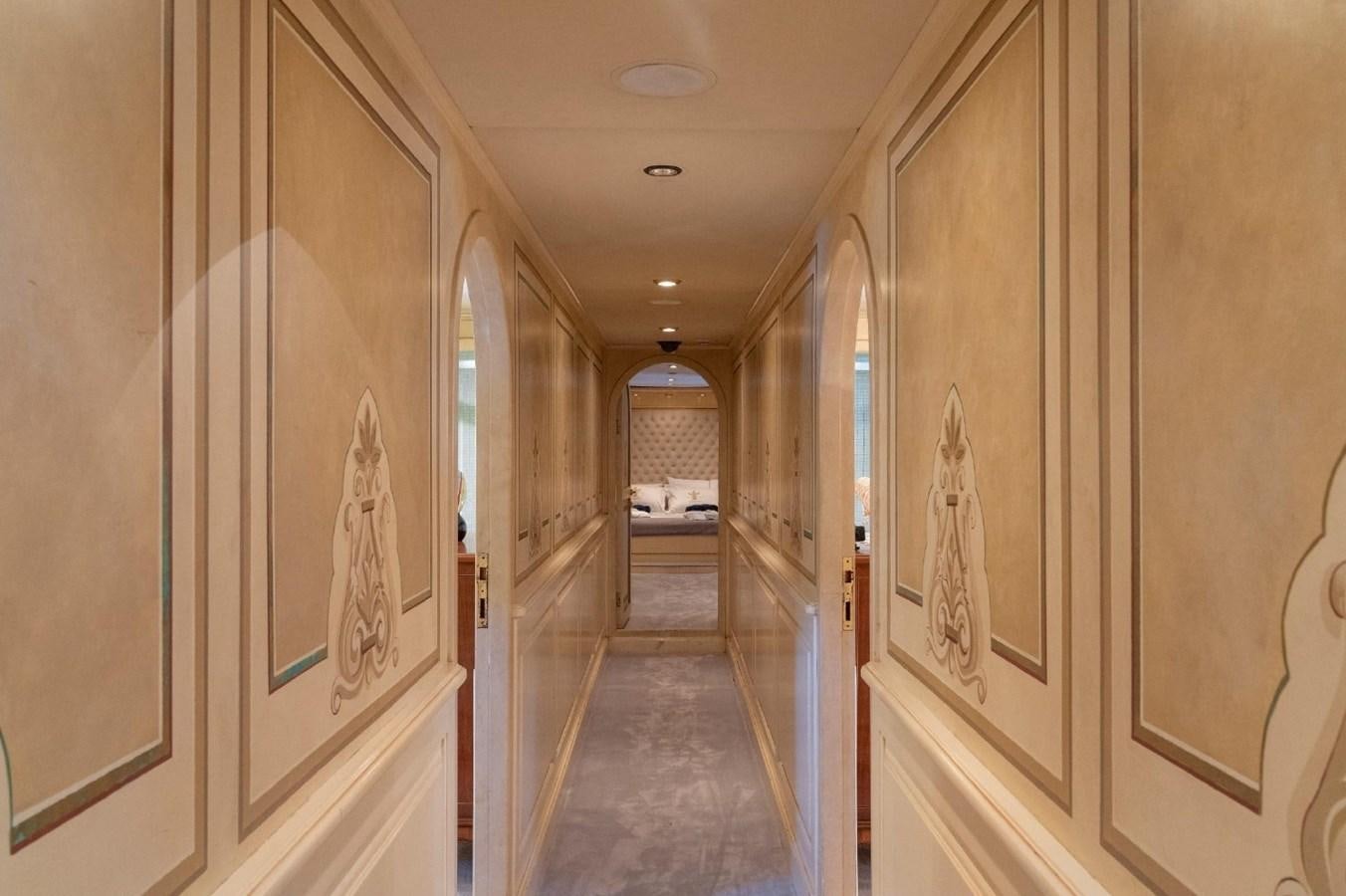 a hallway with doors aboard ALKONOST Yacht for Sale