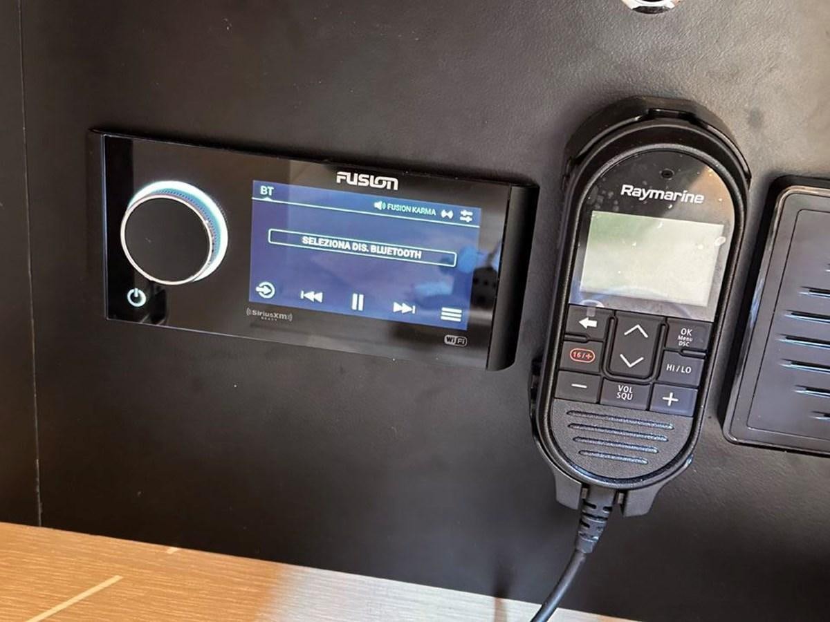 a black electronic device with a screen aboard KARMA Yacht for Sale