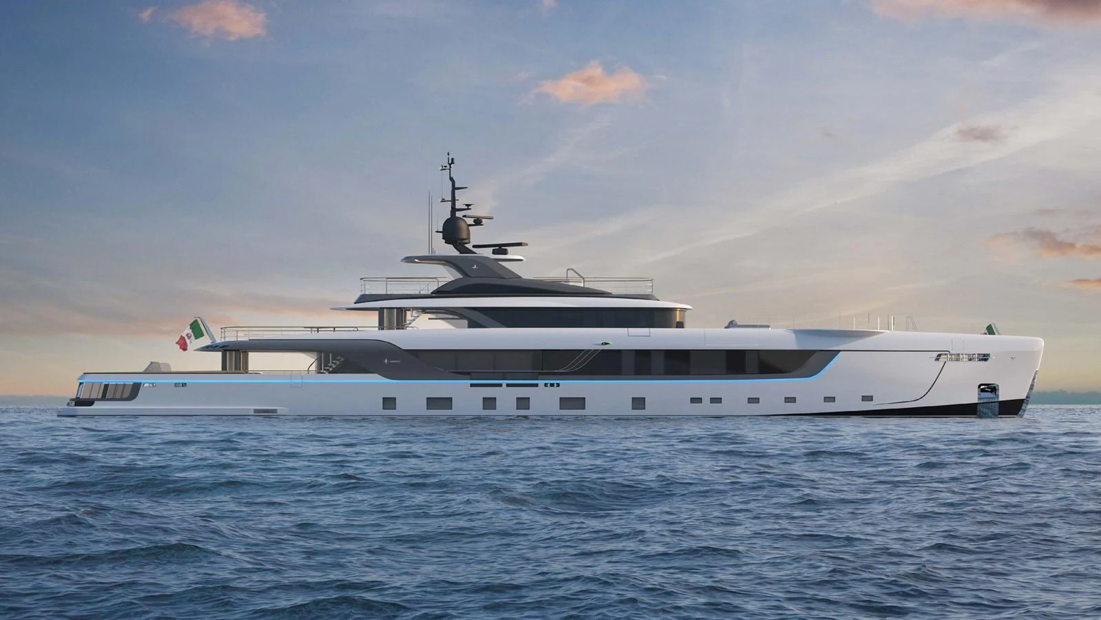 a white yacht in the water aboard ADMIRAL S-FORCE 55 Yacht for Sale