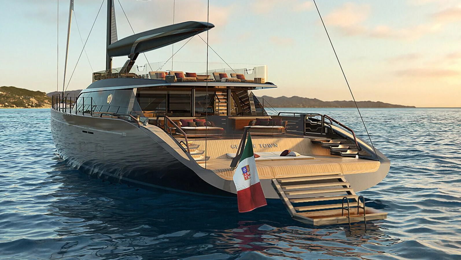 a boat on the water aboard PERINI 47M Yacht for Sale