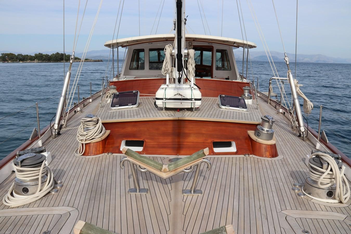 a boat on a dock aboard KEEWAYDIN Yacht for Sale