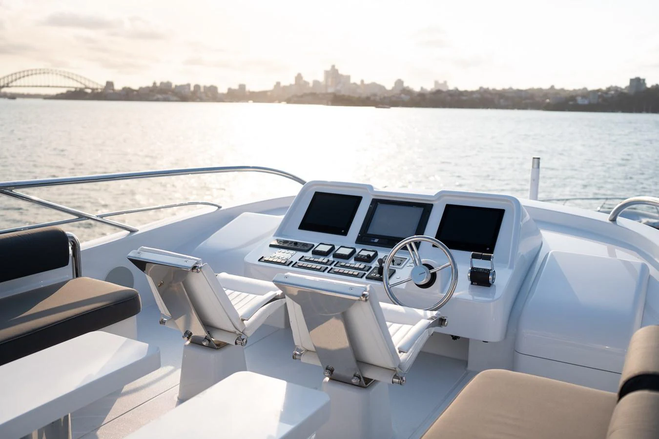 a boat with a keyboard on it aboard QUANTUM Yacht for Sale