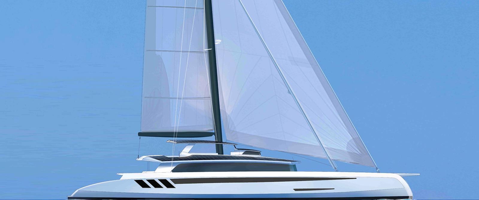 a white boat with a white sail aboard ECO YACHT 115' Yacht for Sale
