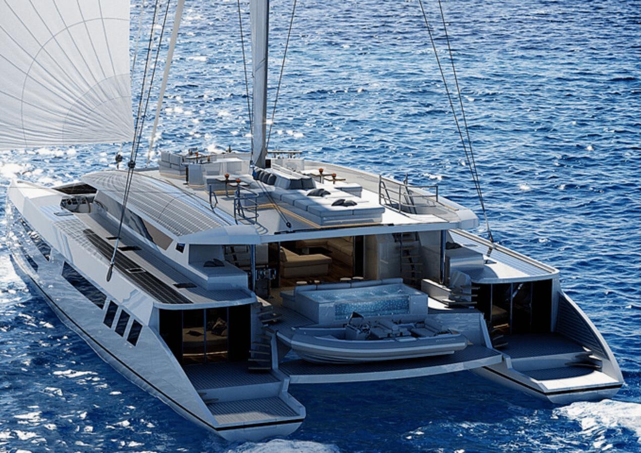 a large white boat in the water aboard ECO YACHT 115' Yacht for Sale