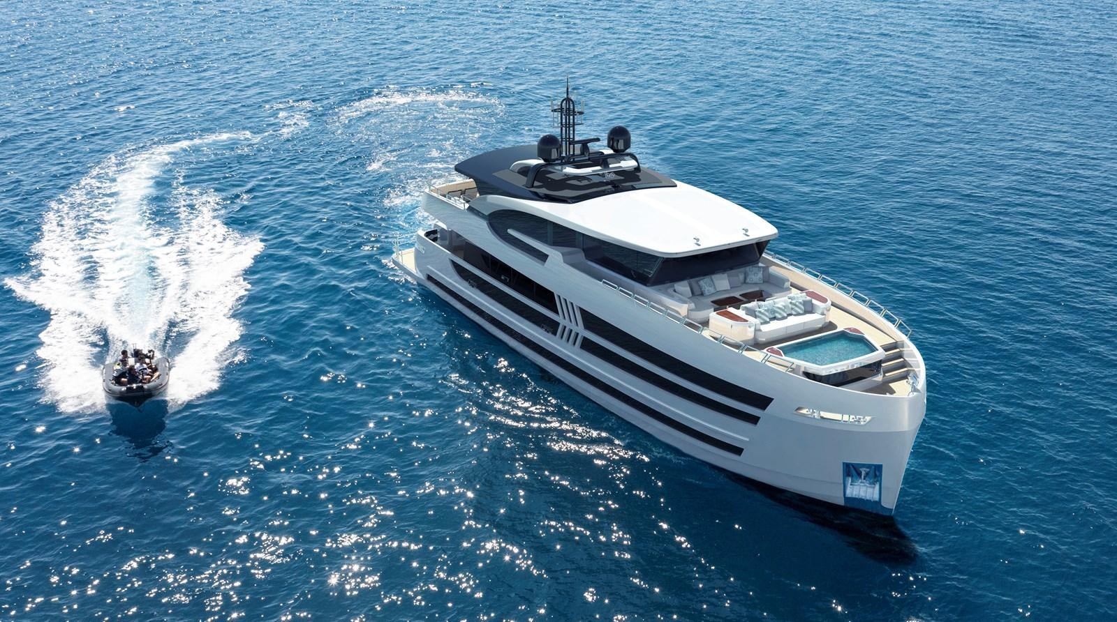 a boat in the water aboard UHV 87 Yacht for Sale