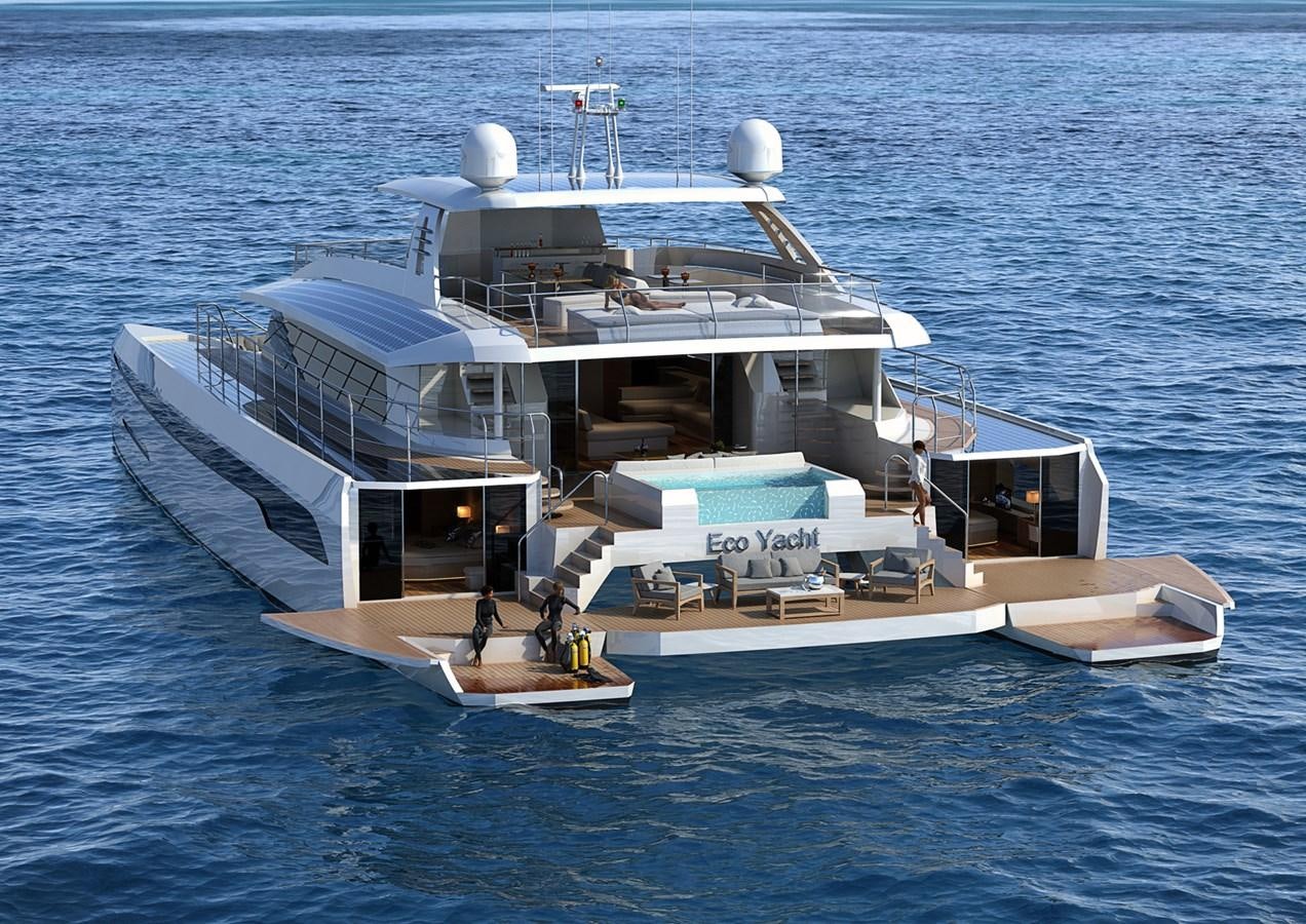 a large white ship in the water aboard ECO  112 POWER Yacht for Sale