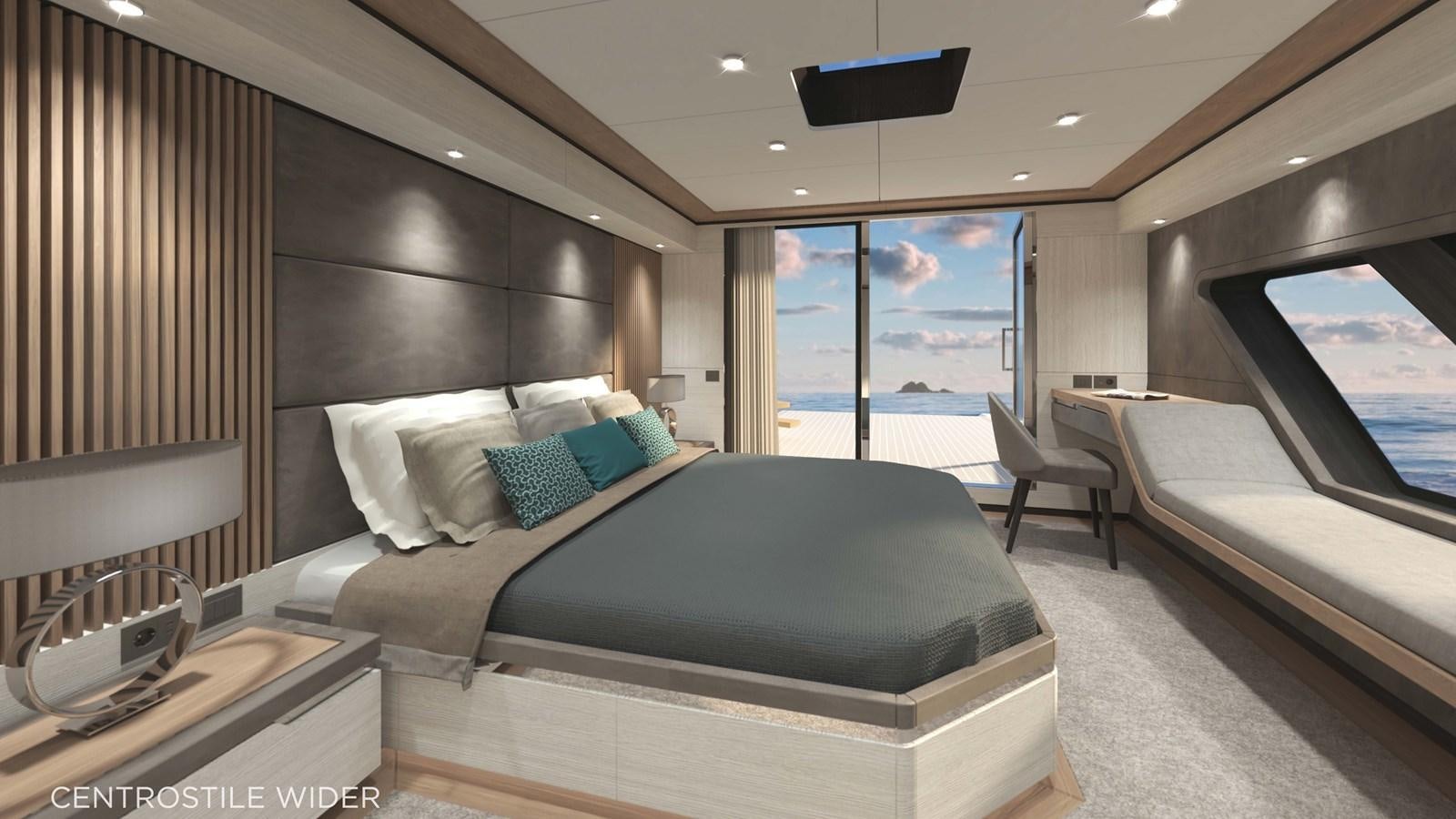 a room with a bed and a desk aboard ECO  112 POWER Yacht for Sale