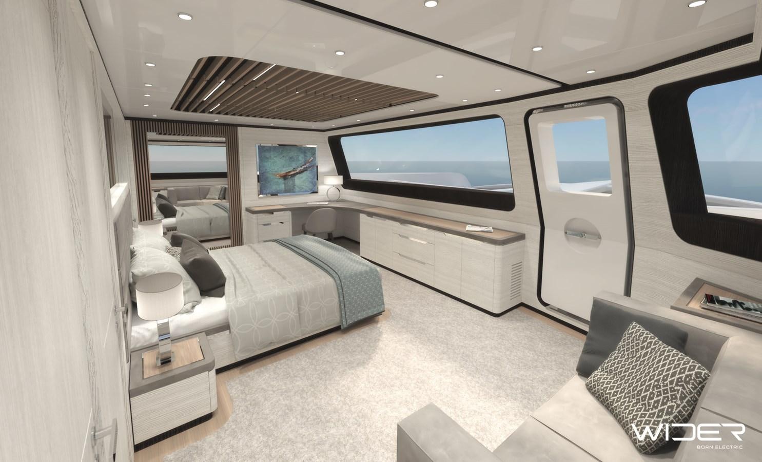 a room with a bed and a tv aboard ECO  112 POWER Yacht for Sale