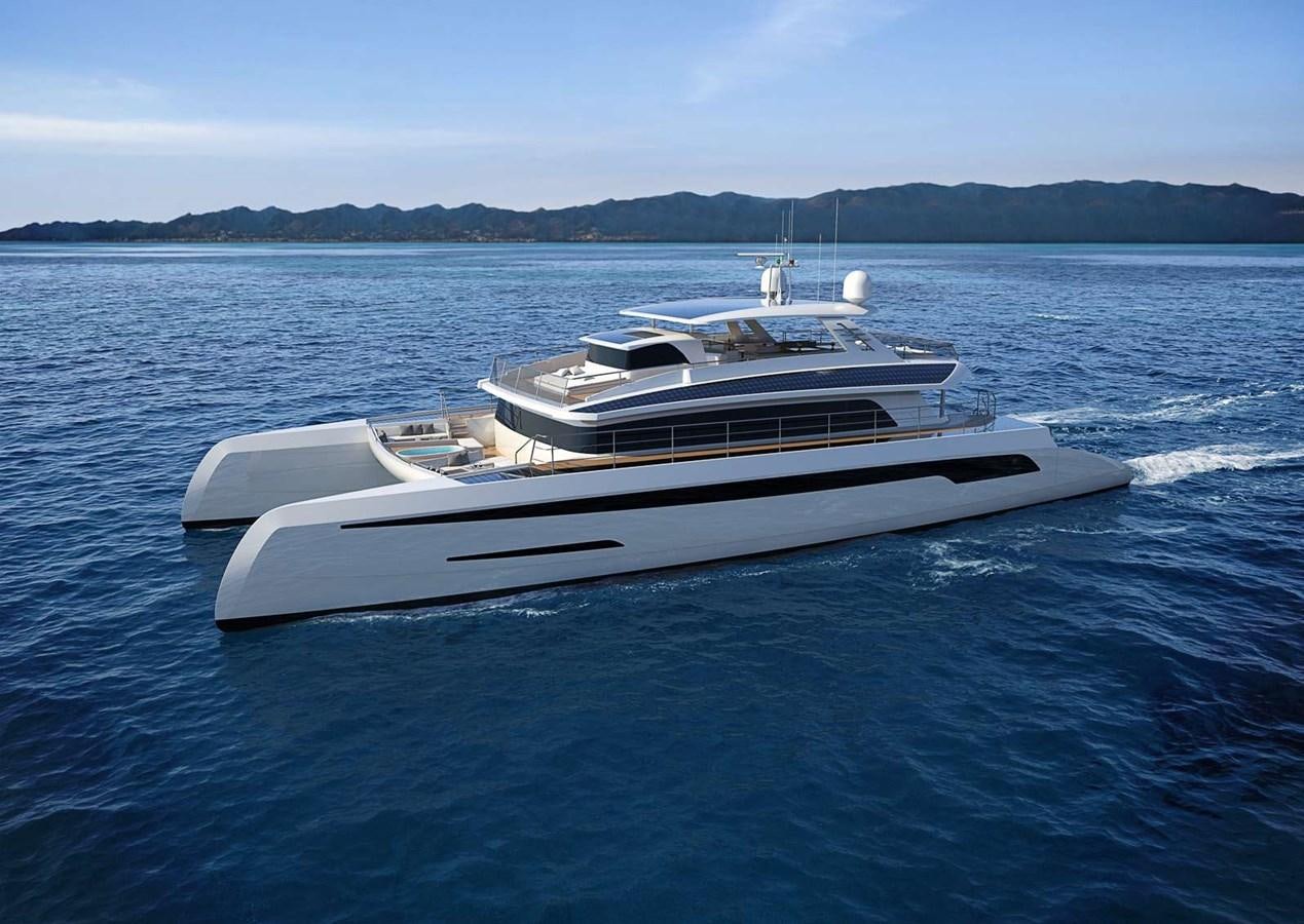 a white boat on the water aboard ECO  112 POWER Yacht for Sale