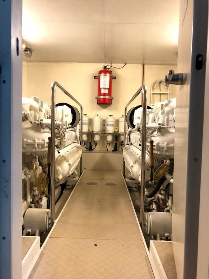 a room with machinery aboard CY Yacht for Sale