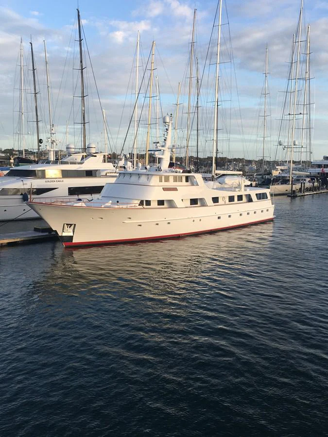 a boat in the water aboard BUCKPASSER Yacht for Sale