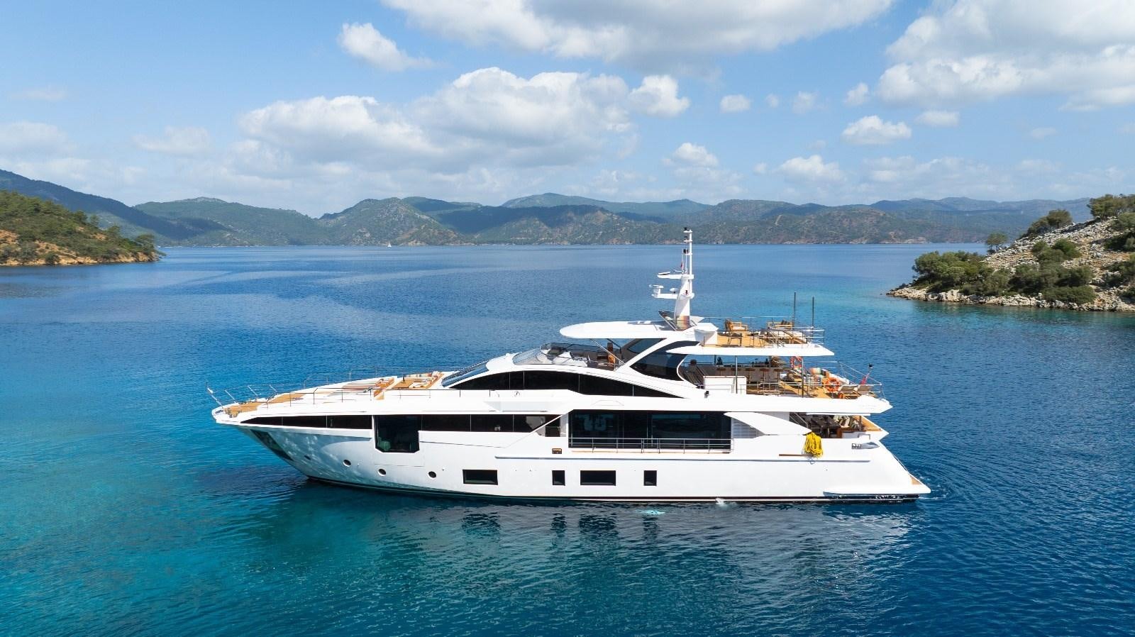 a white yacht in the water aboard AFRICA ONE Yacht for Sale