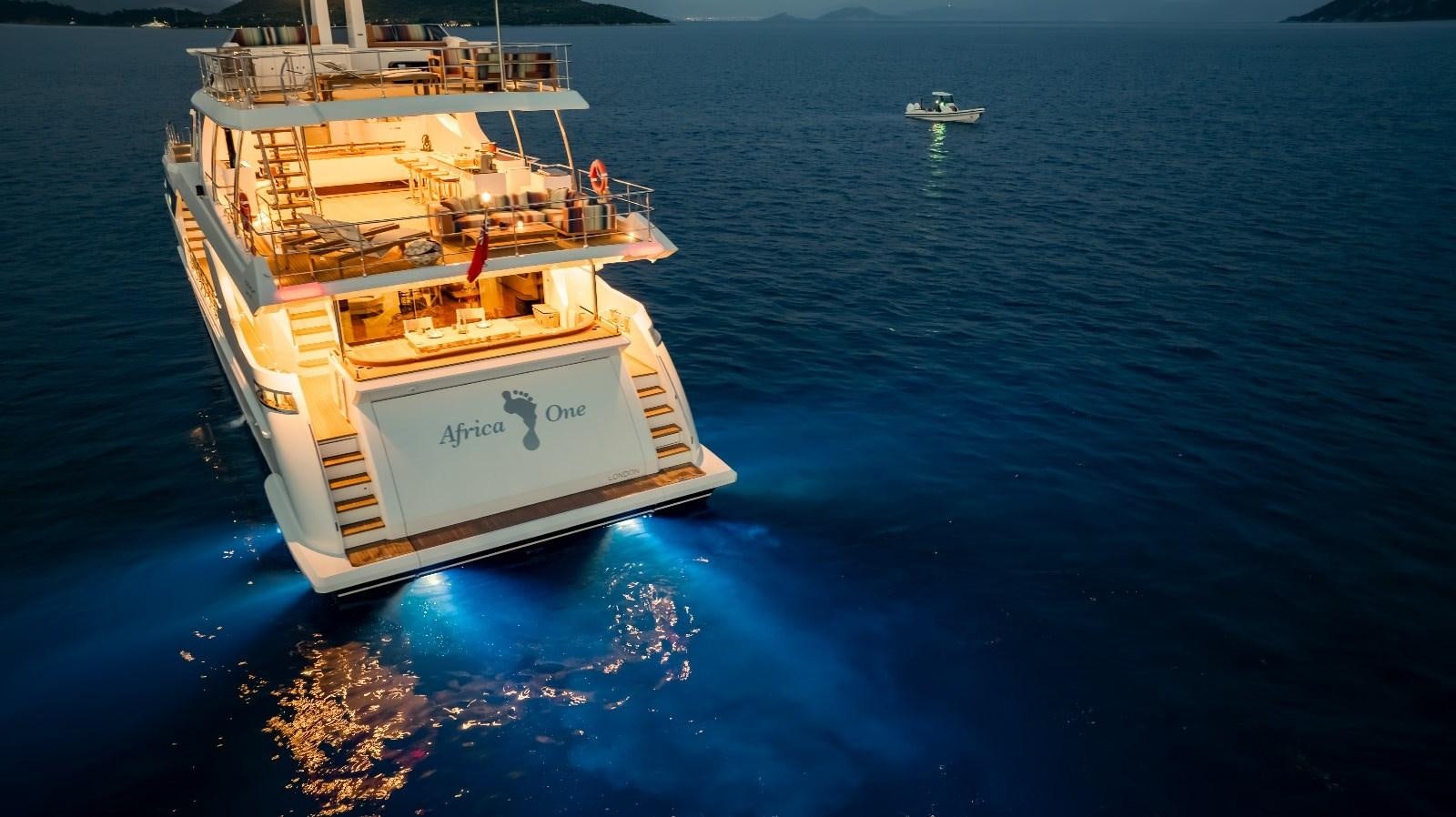 a large ship in the water aboard AFRICA ONE Yacht for Sale