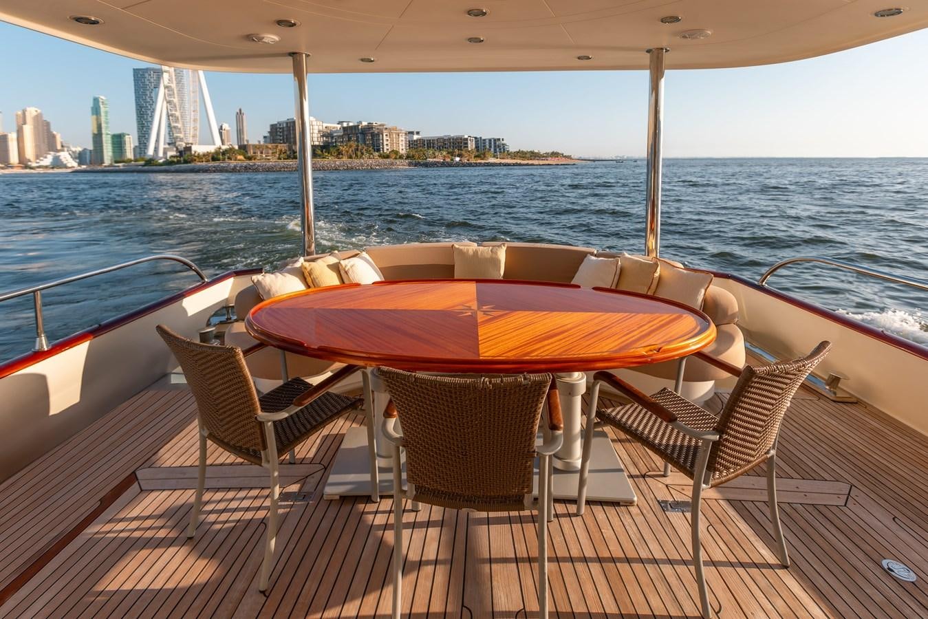 a table and chairs on a boat aboard ANTALYA Yacht for Sale