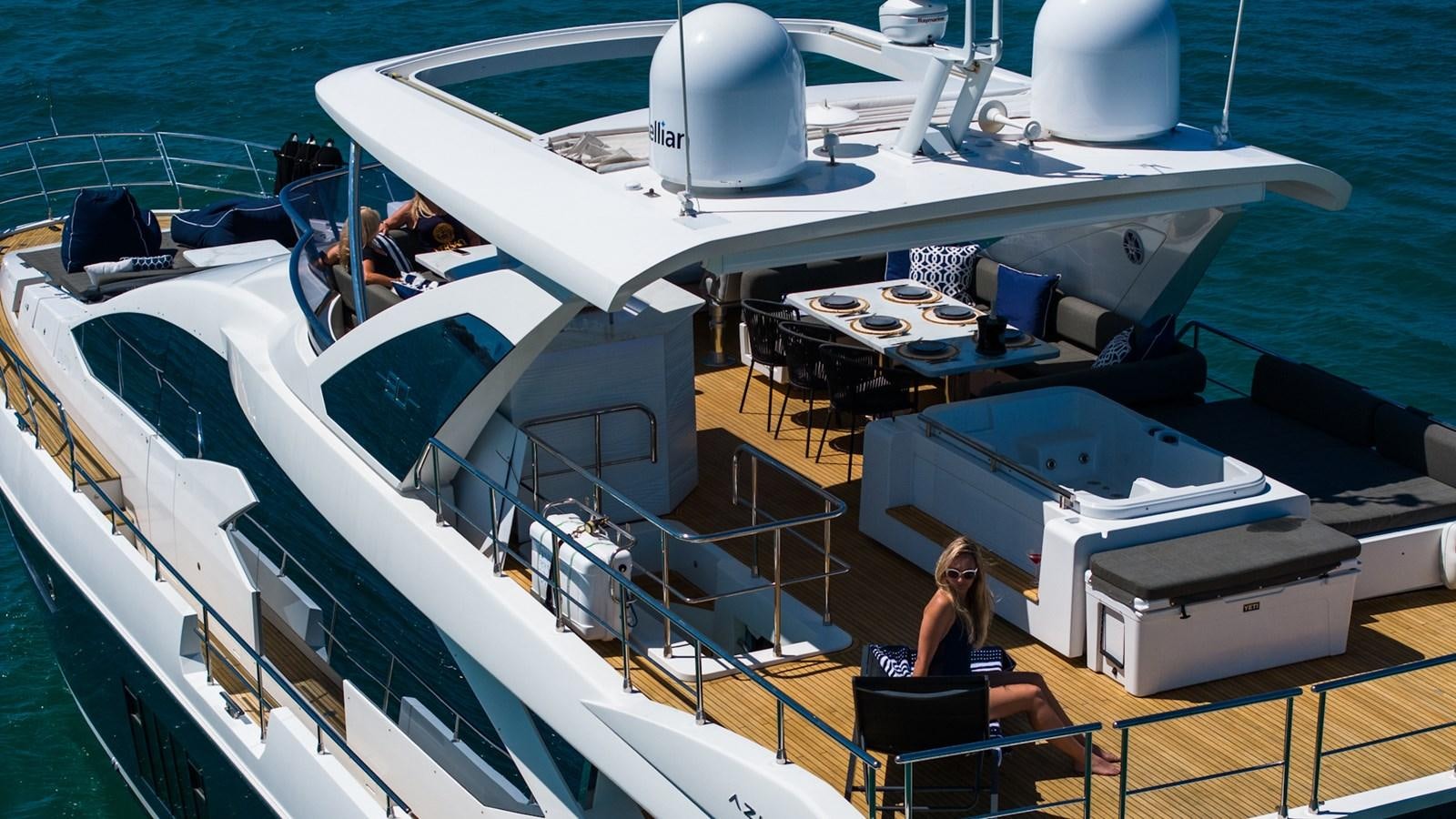 a person sitting on a boat aboard SOLACE Yacht for Sale