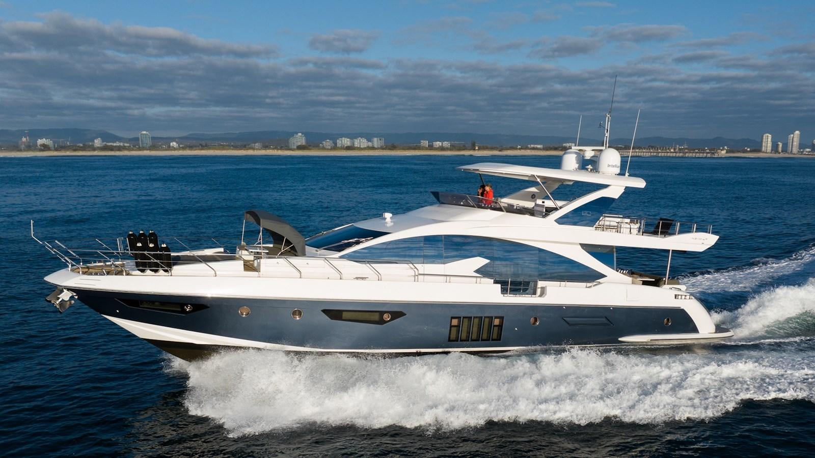a white yacht on the water aboard SOLACE Yacht for Sale