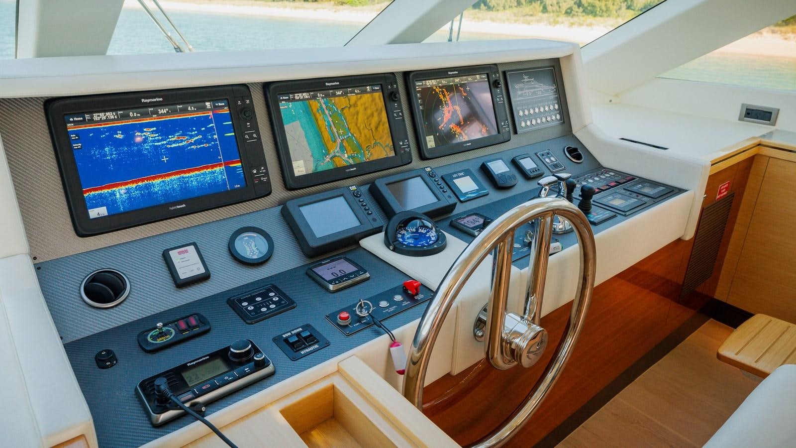 inside of a control room aboard OHANA Yacht for Sale