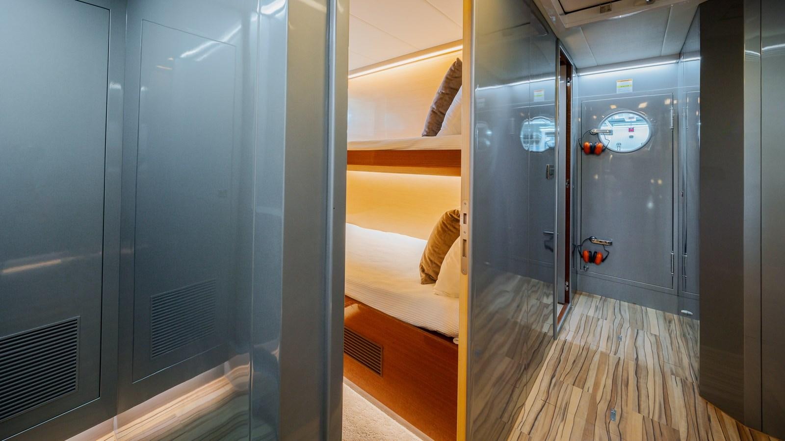 a row of metal lockers aboard OHANA Yacht for Sale