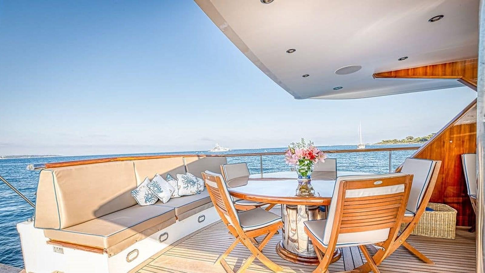 a room with a table and chairs on a boat aboard CHANTELLA Yacht for Sale