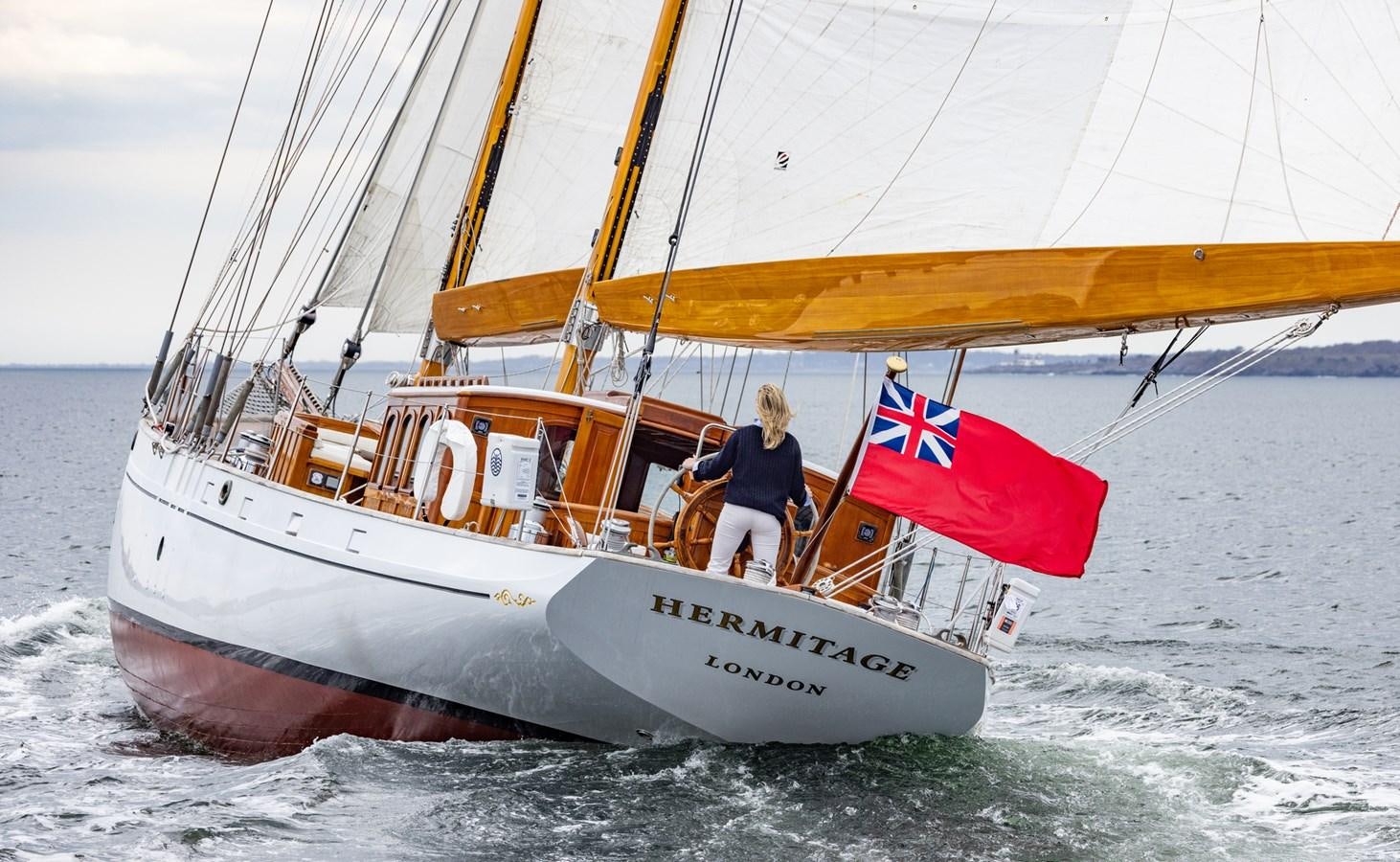 a person on a sailboat aboard HERMITAGE Yacht for Sale