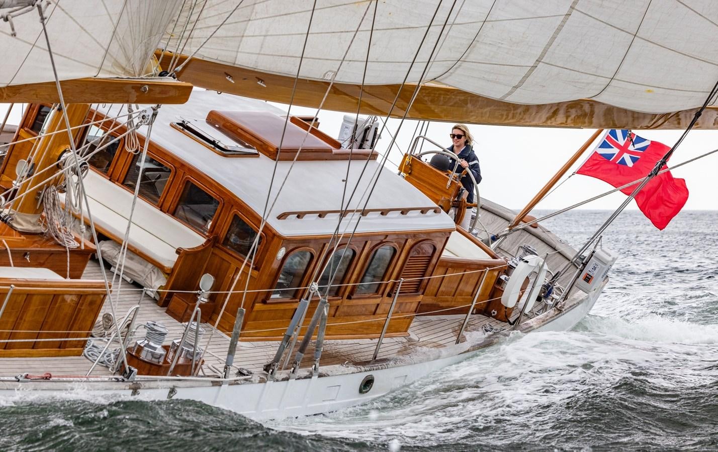 a person on a boat in the water aboard HERMITAGE Yacht for Sale