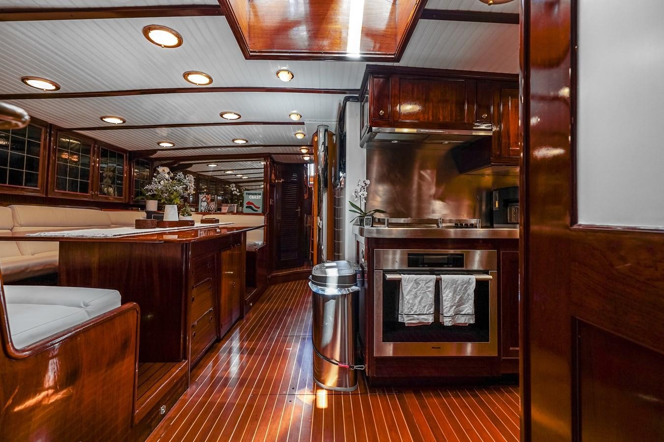 a kitchen with a large oven aboard HERMITAGE Yacht for Sale