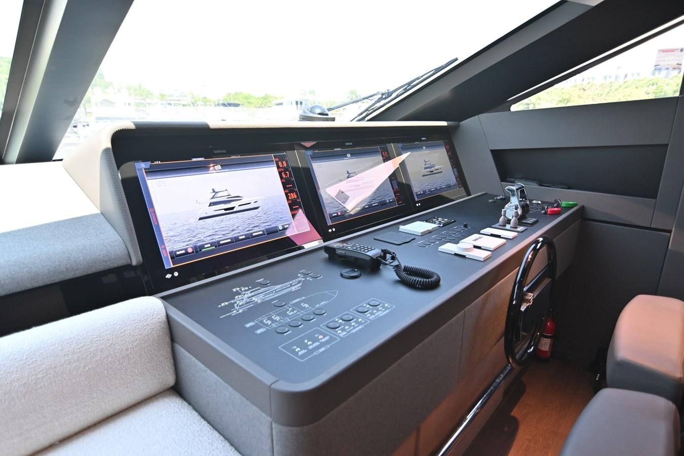 a table with many computers on it aboard JOYOUS JOURNEY Yacht for Sale