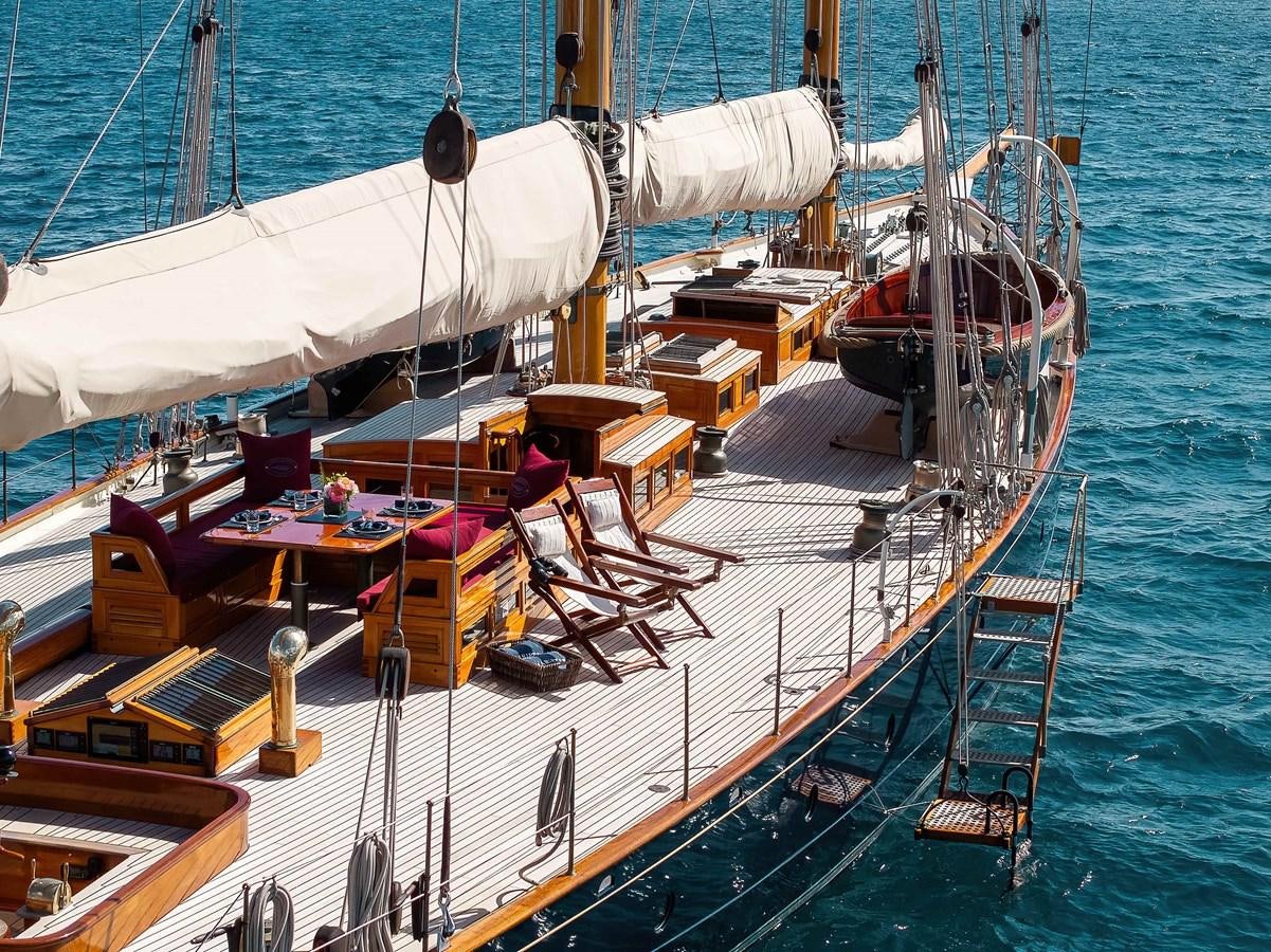 a large boat docked aboard MARIETTE OF 1915 Yacht for Sale