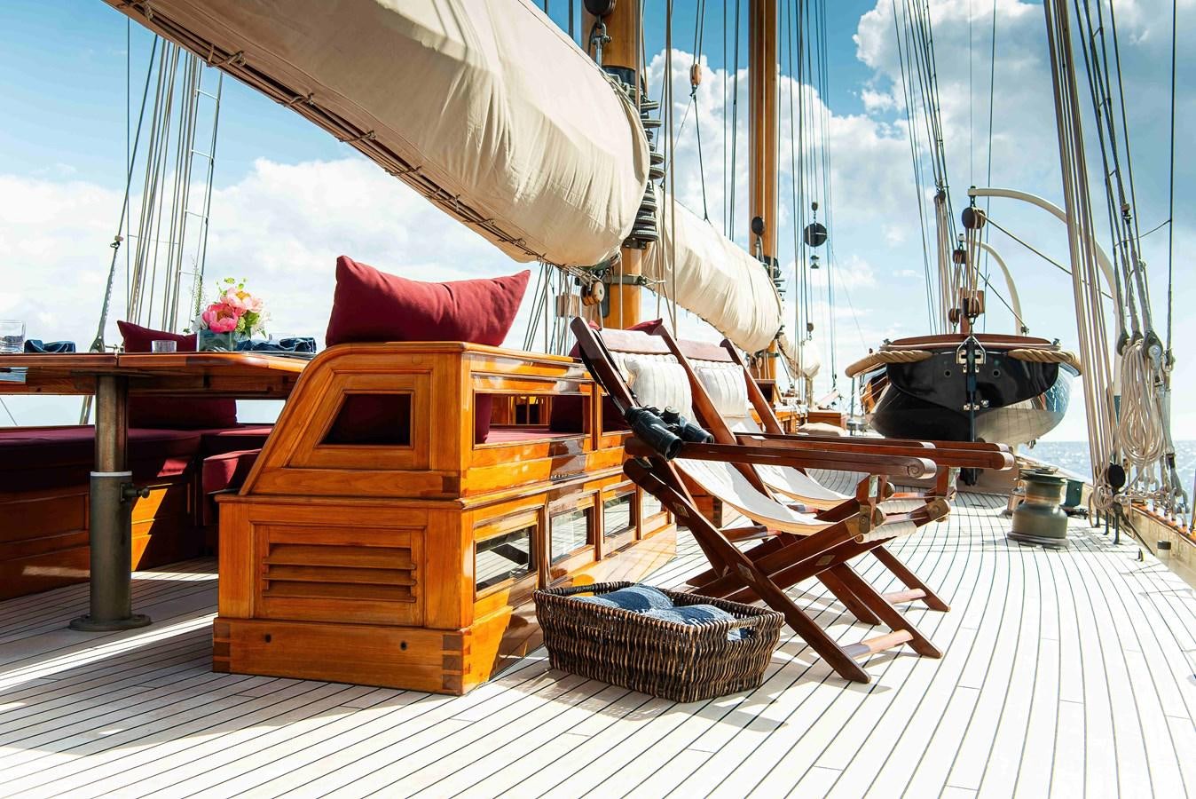 a boat on a deck aboard MARIETTE OF 1915 Yacht for Sale