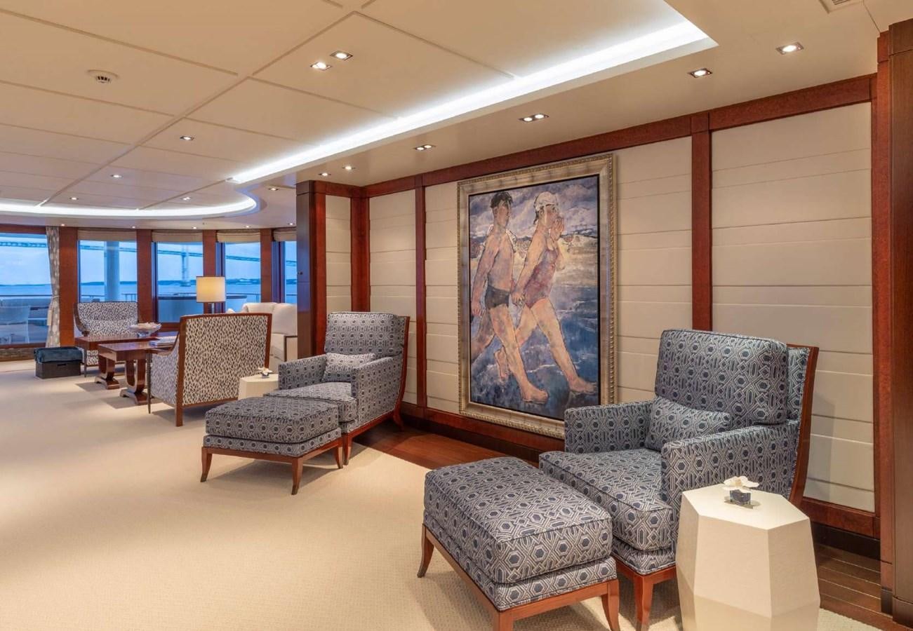 a room with a large painting aboard BELLA VITA Yacht for Sale