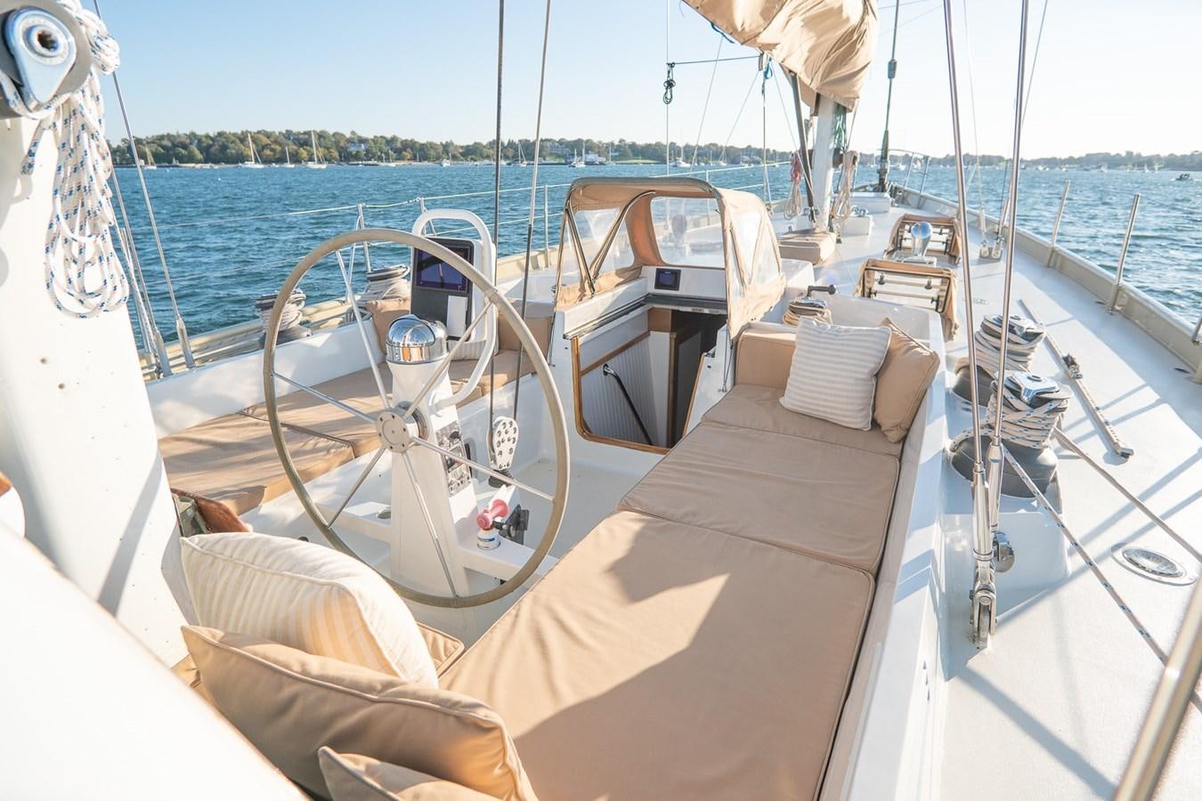 a boat with a seat and a seat on the front aboard PIAFFE Yacht for Sale