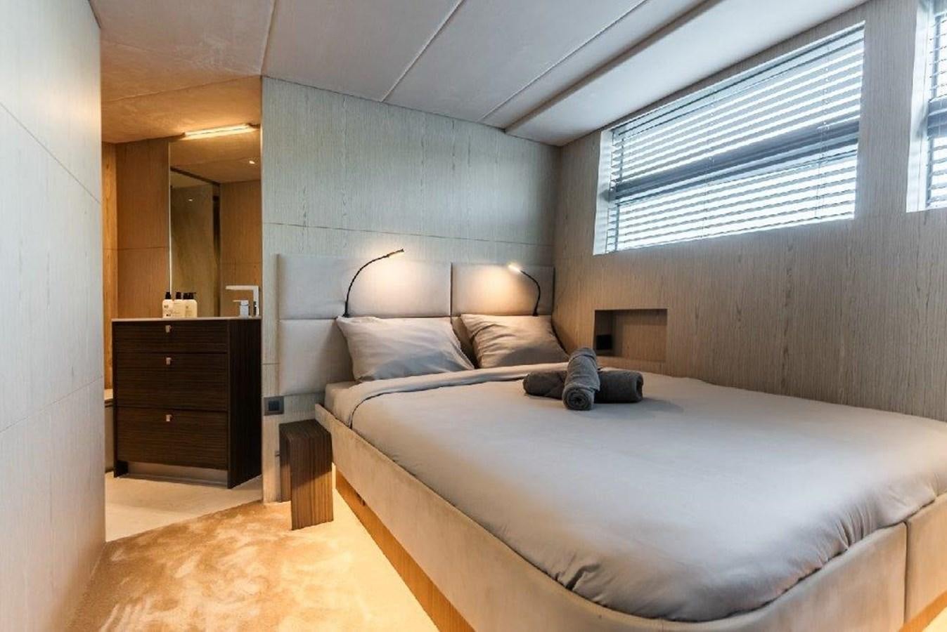 a bed in a room aboard ST. BARTH Yacht for Sale