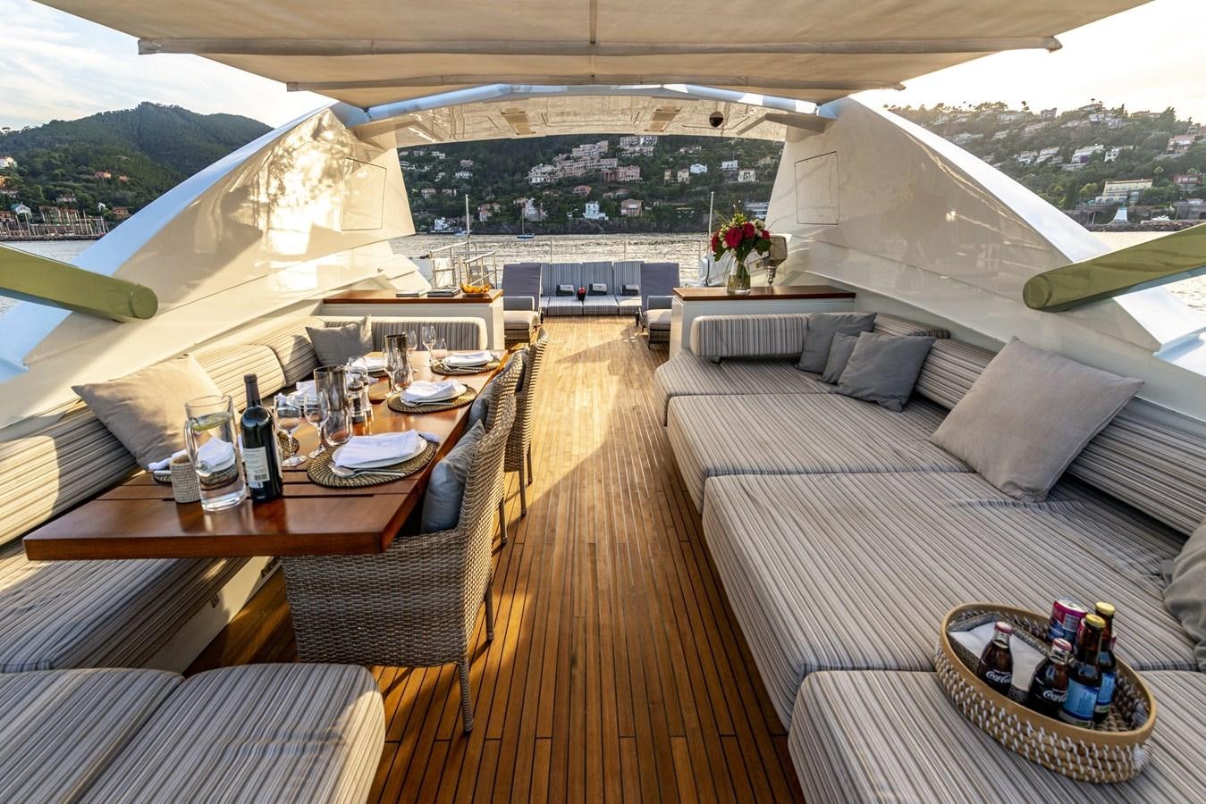 a room with a table and chairs aboard MANATEA Yacht for Sale