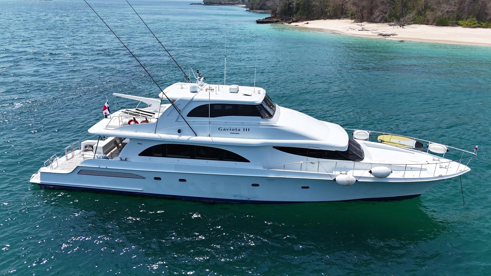 a white yacht in the water aboard GAVIOTA III Yacht for Sale