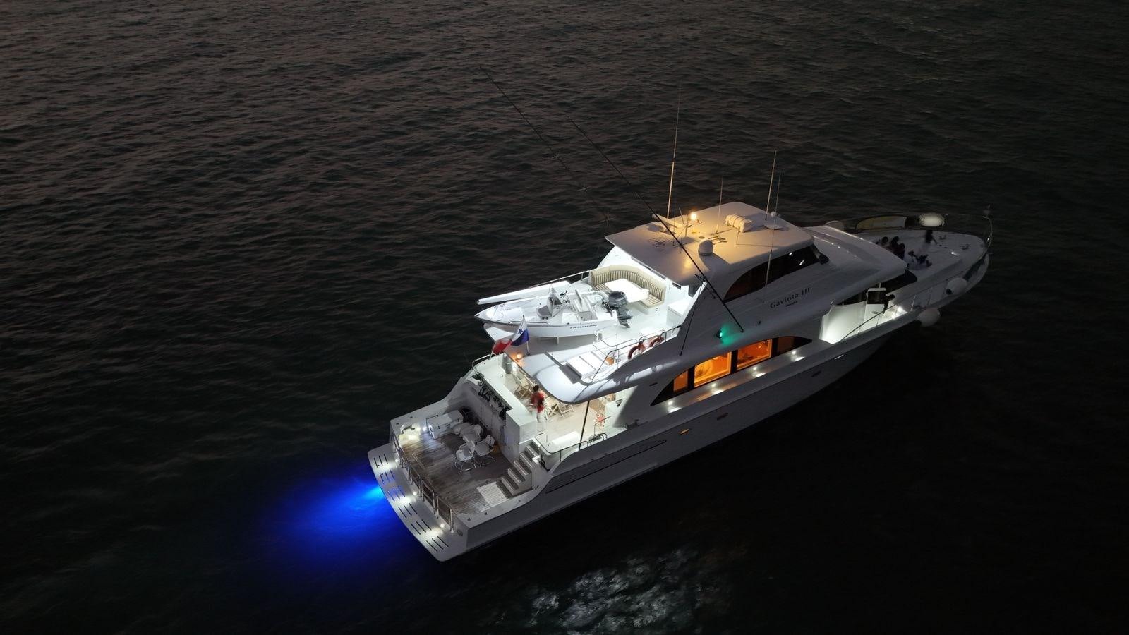 a space ship in the water aboard GAVIOTA III Yacht for Sale