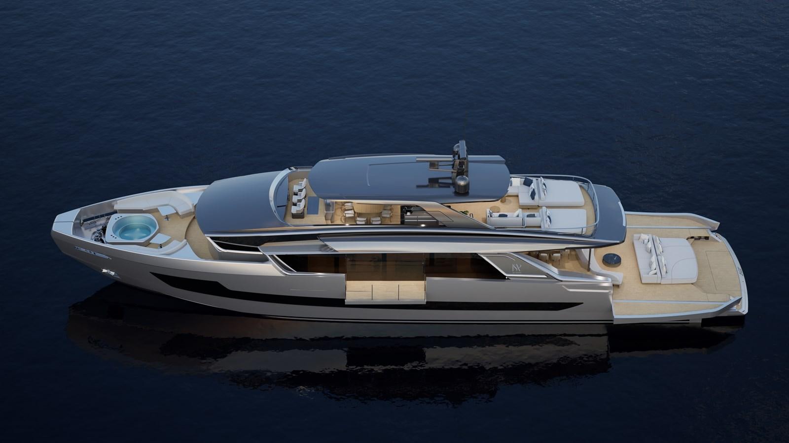 a white and gold boat on water aboard ISA VIPER 120 Yacht for Sale