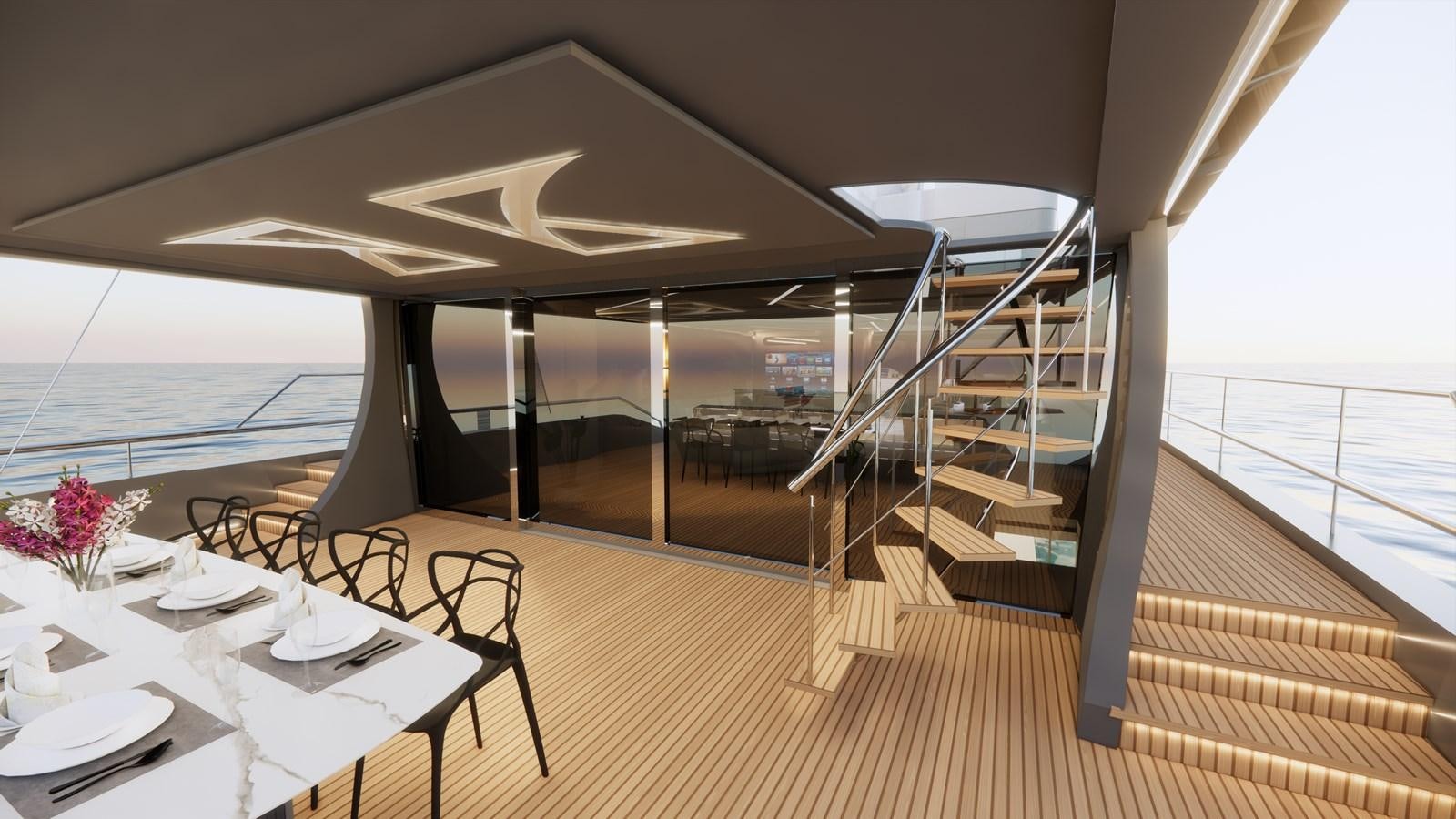 a room with a table and chairs aboard BOA KINGDOM Yacht for Sale