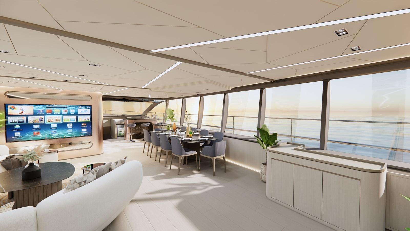 a room with a large screen aboard BOA KINGDOM Yacht for Sale