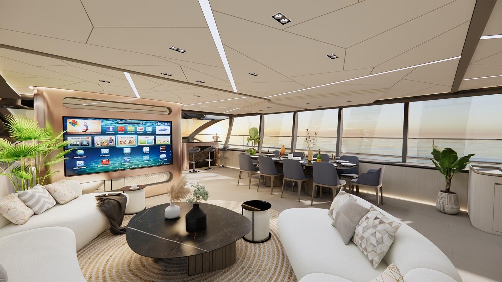 a room with a table and chairs aboard BOA KINGDOM Yacht for Sale