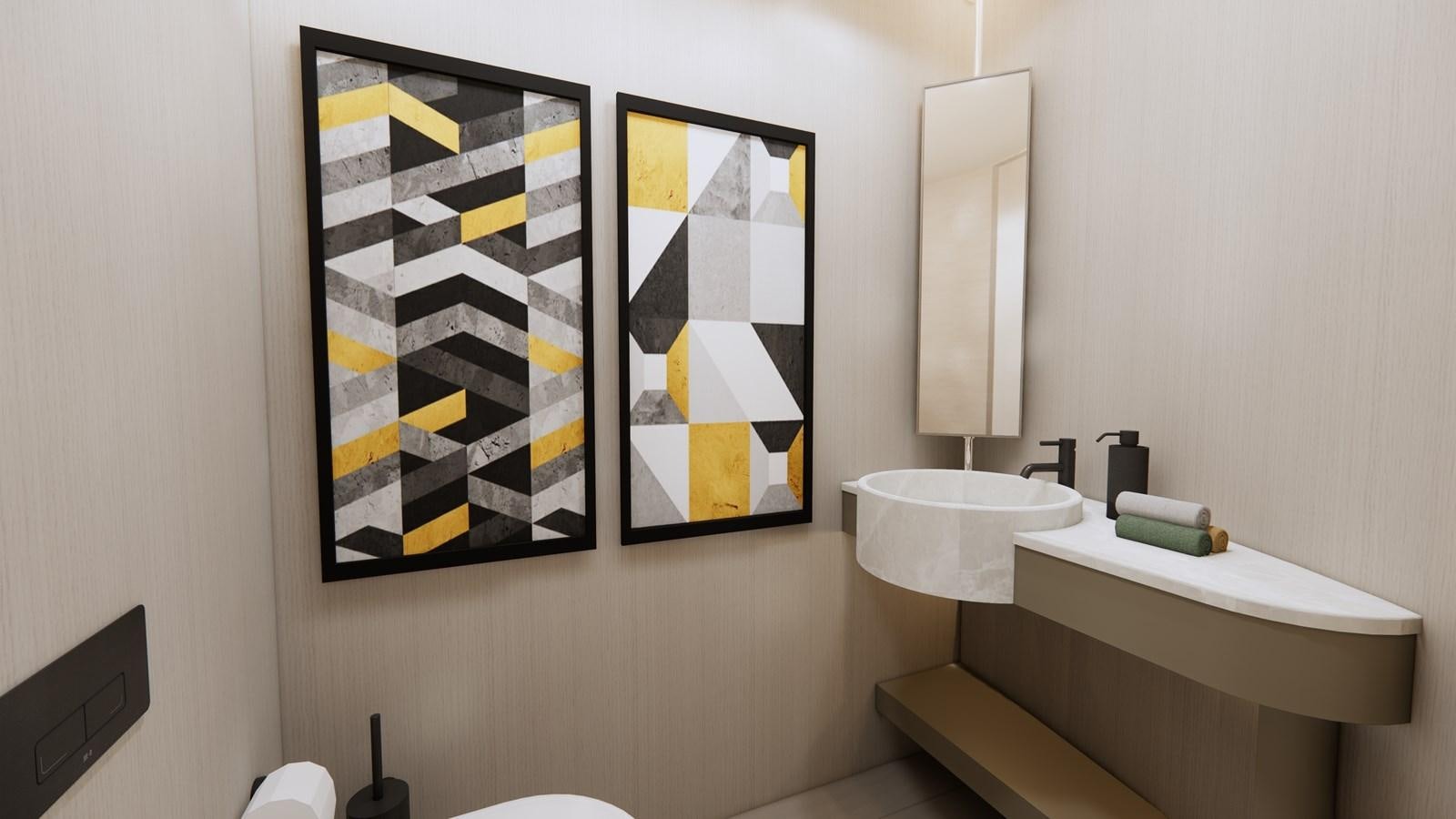 a bathroom with a sink and a mirror aboard BOA KINGDOM Yacht for Sale