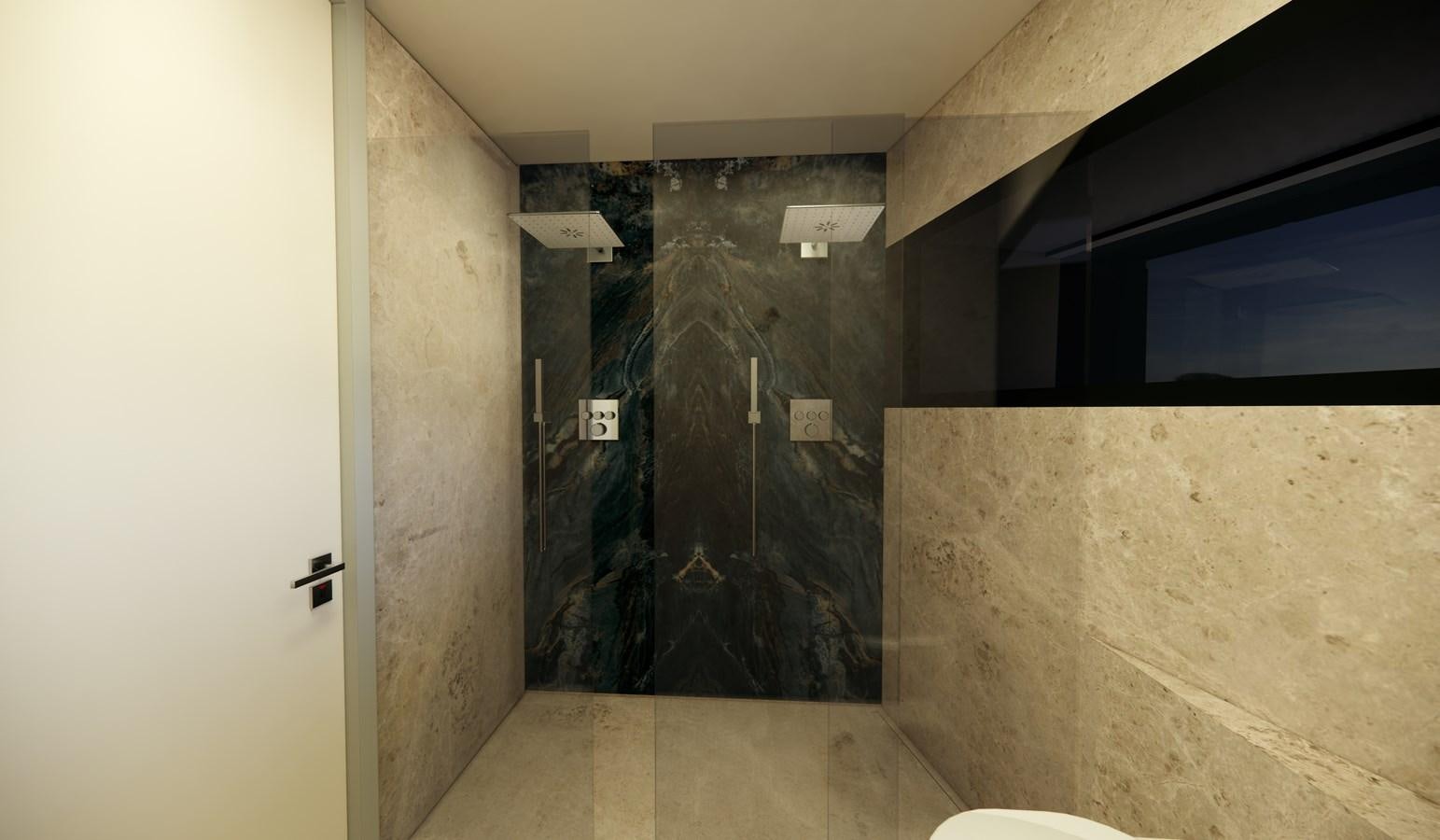 a room with a door and a wall with a window aboard BOA KINGDOM Yacht for Sale