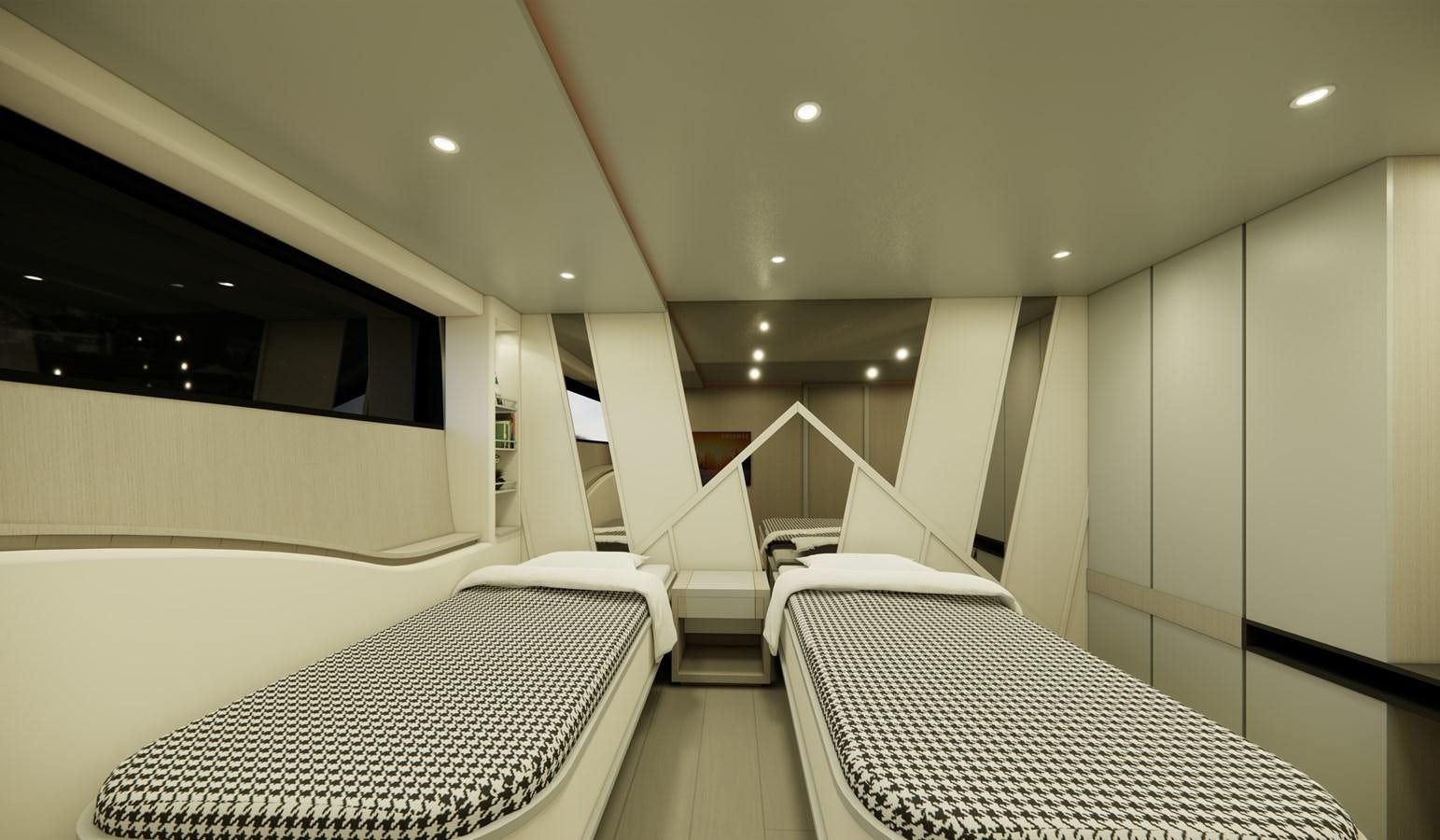 a room with white chairs and a table with white cloths on it aboard BOA KINGDOM Yacht for Sale